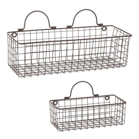 DESIGN IMPORTS Assorted Rustic Bronze Wire Wall Basket - Set of 2 Z01657